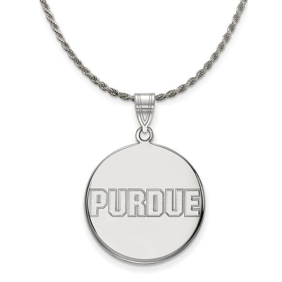 Sterling Silver Purdue Large Script Disc Necklace - 20 Inch